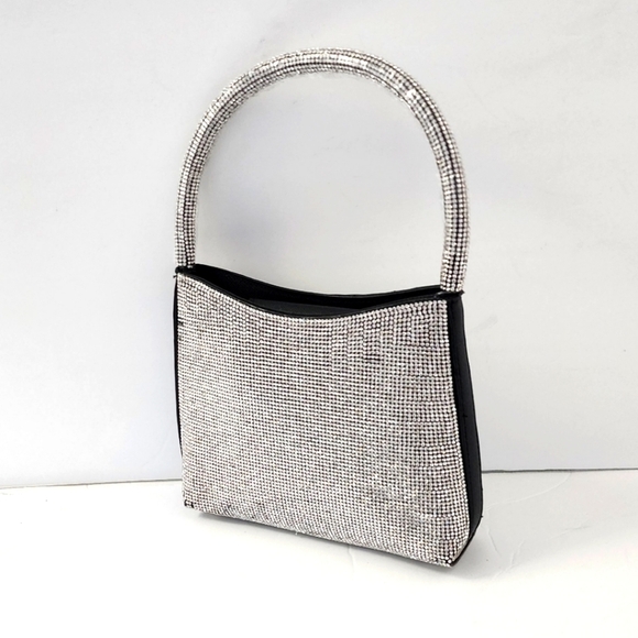 Women Mini Silver Rhinestone Top Handle Crossbody Bag - Picture 6 of 11